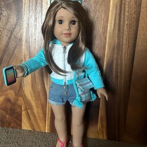 Stylish Doll with Blue Jacket and Accessories